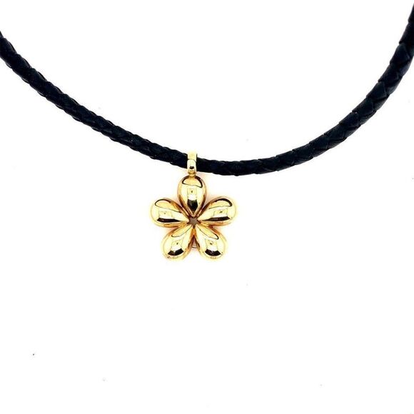14k Flower Corded Necklace - Picture 2 of 8